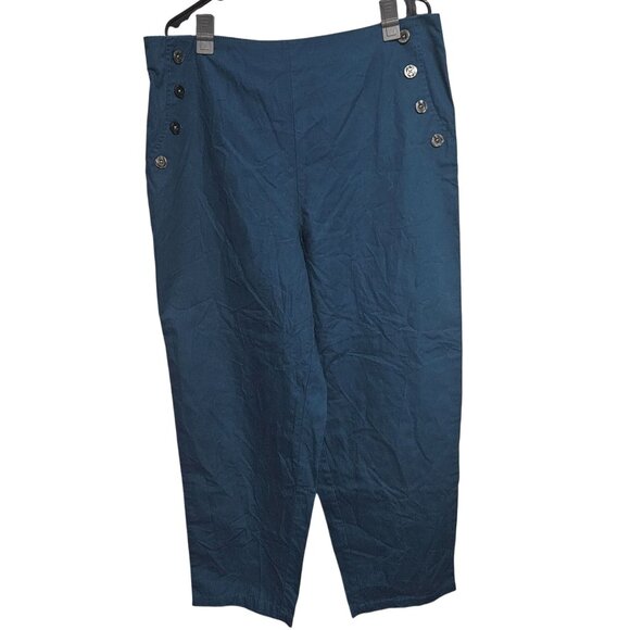 Black History Month Pants Womens Size XL Teal Tapered Elastic Waist Pull On - Picture 1 of 5